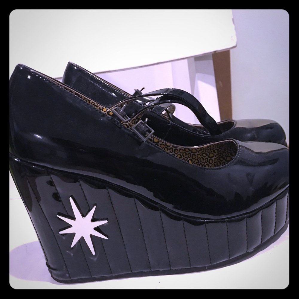 T.U.K Lux De Ville Patent Leather Wedges